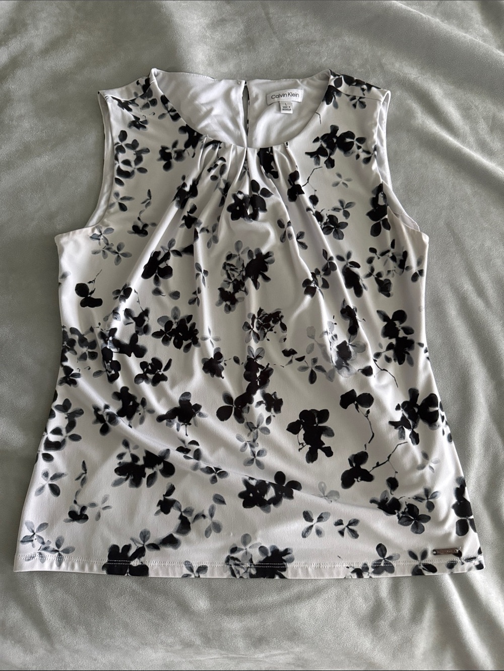 Calvin Klein White Sleeveless Floral Print Sleveless Top